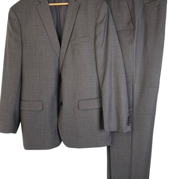 Michael Kors Mens Grey Two-Piece Suit plaid Wool Size 46L EUC - Picture 2 of 11